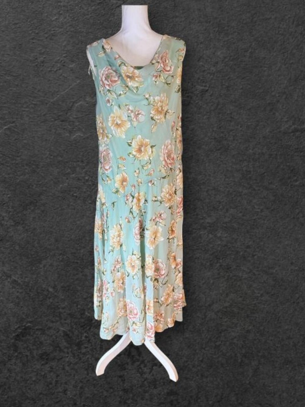 Robbie Bee Dress Womens 16 Sage Floral Lace Overlay V Neck Formal NWT